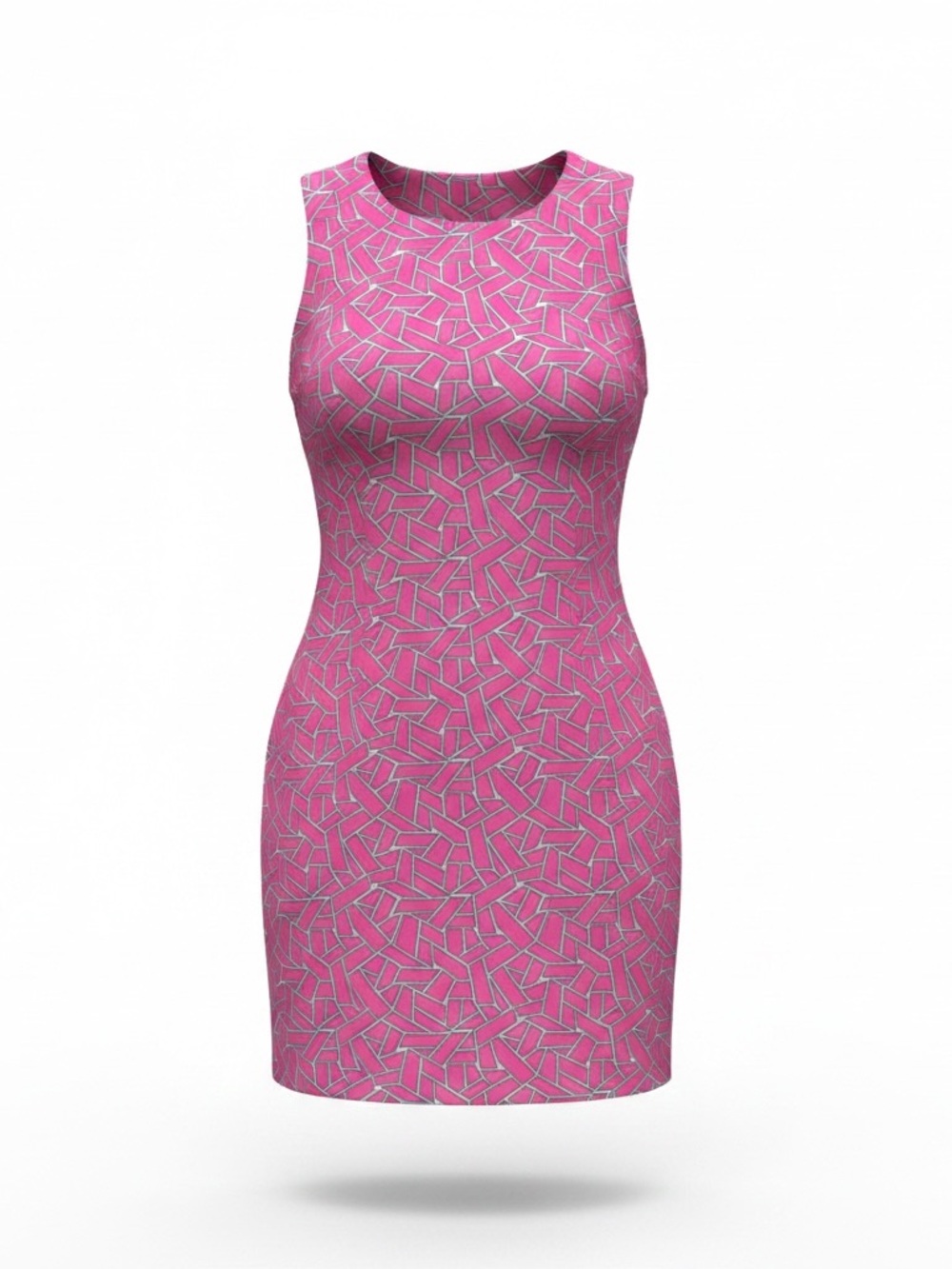 MAHI GOLD Pink Mosaic-Pattern Sleeveless Bodycon Dress